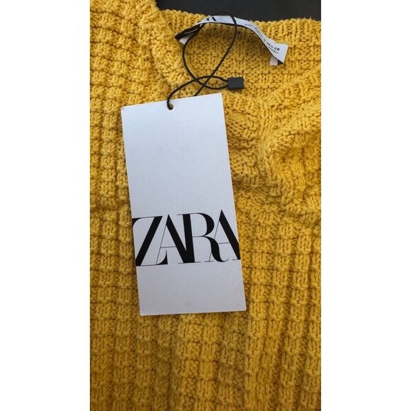 NWT ZARA Small Yellow Knit Crop Top W/ Floral Strap Dainty Detail Cotton - Picture 12 of 13